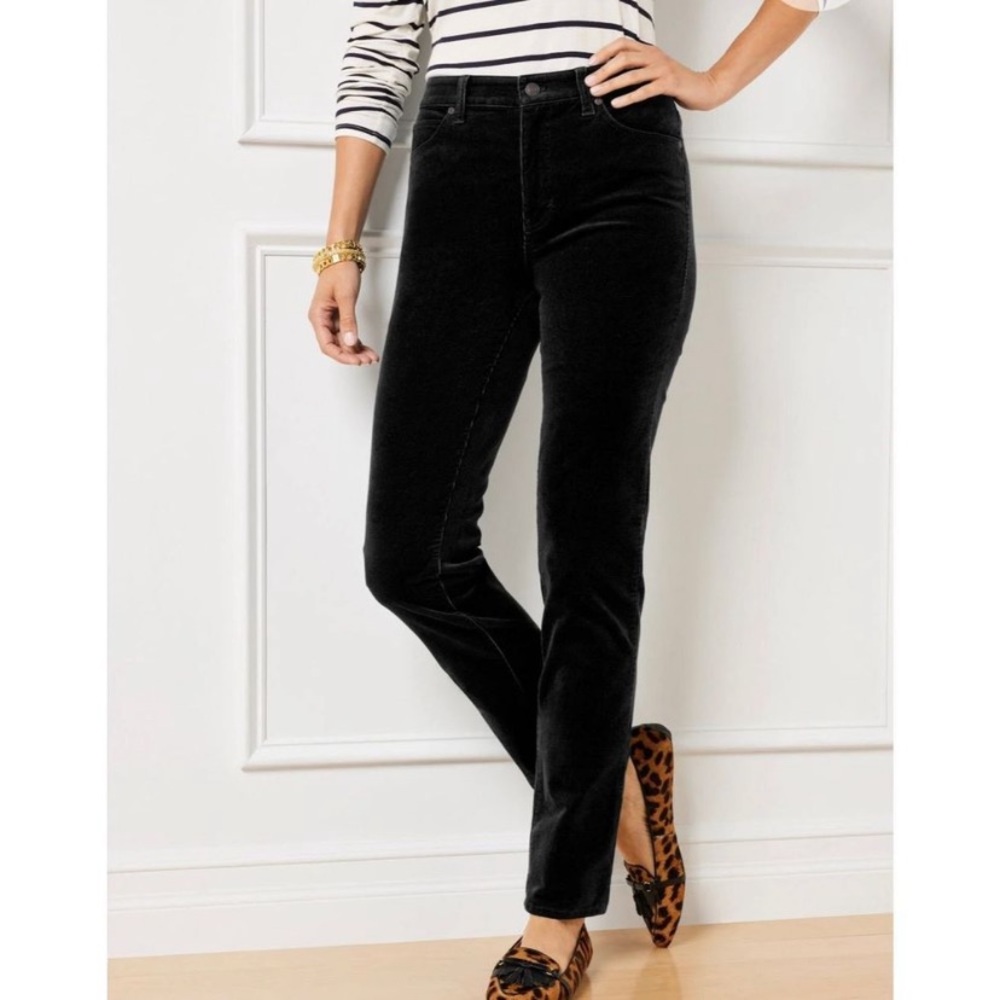 Talbots Curvy High Waist Straight Leg Corduroy Jegging Black Pants Size 10P